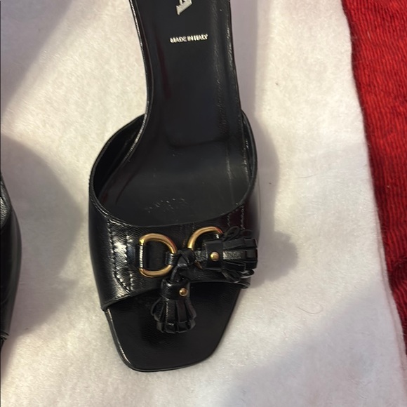 Prada Women's Black Slide Sandals size 37.5 with 2 inch heals - Picture 4 of 16